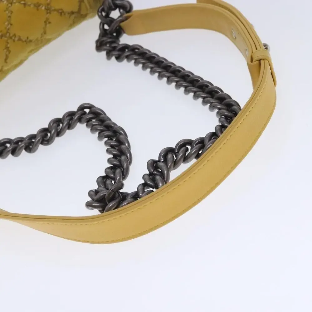 Chanel Matelasse 20 Chain Boy Shoulder Bag Yellow